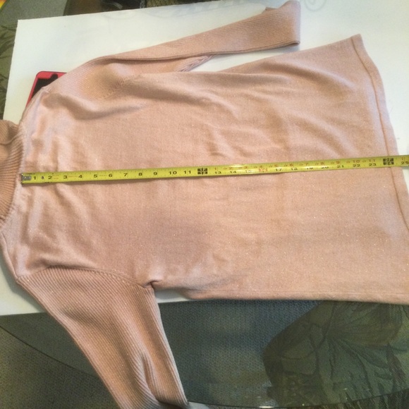 Karl Lagerfeld Pink/Gold Metallic Cowl Neckline Pullover Sweater - Picture 9 of 10